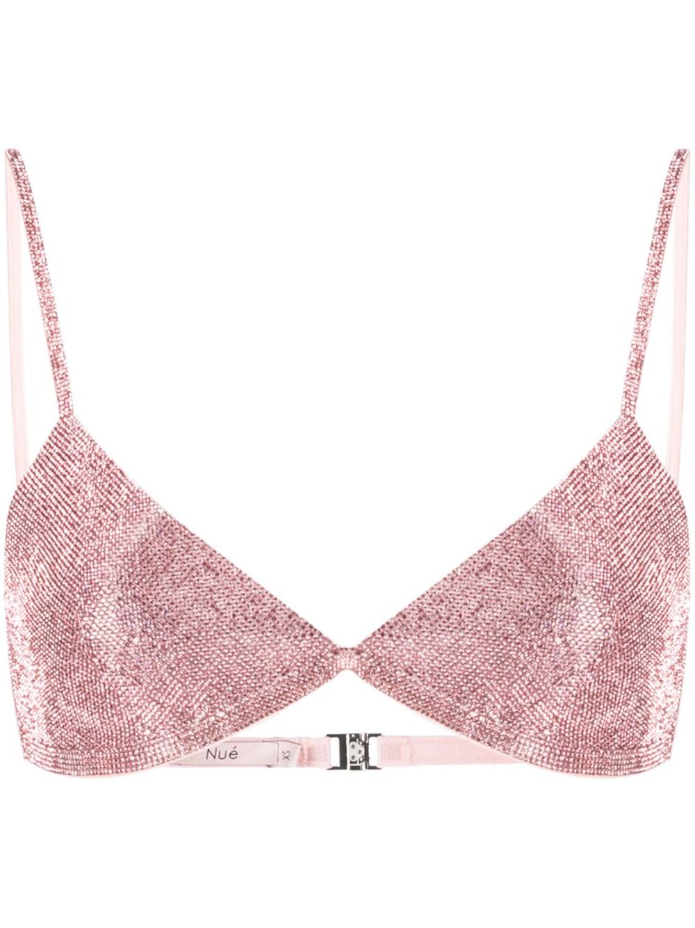 Rhinestone-embellished silk bra top - Pink
