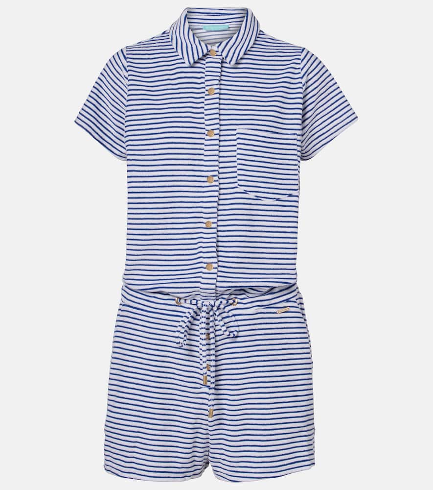 Cheryl striped cotton-blend romper