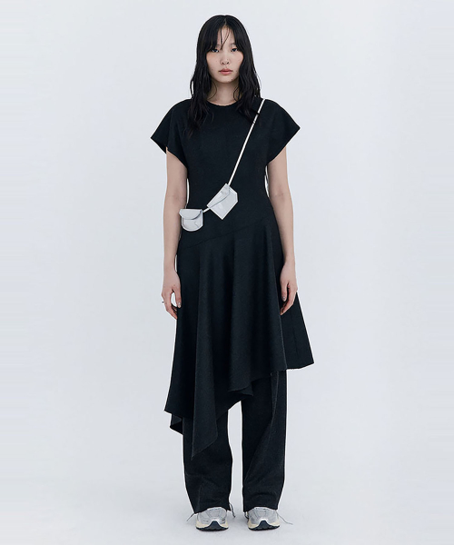 Raw-cut Wool Dress_Charcoal