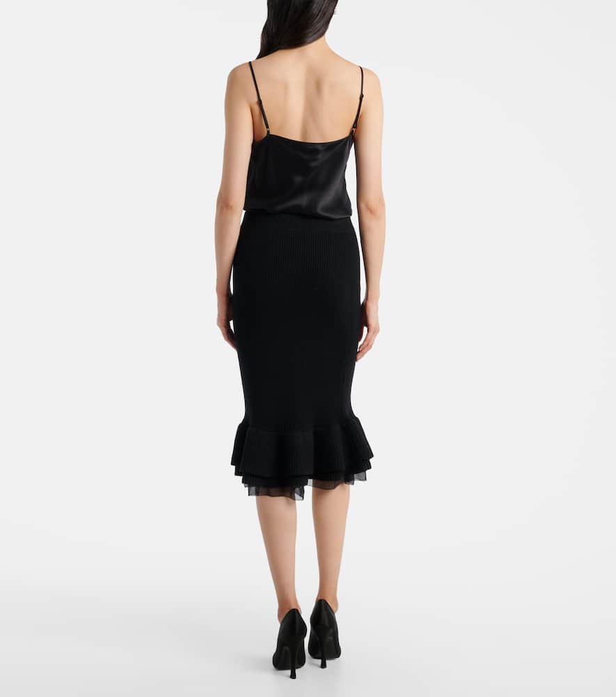 Peplum wool-blend midi skirt