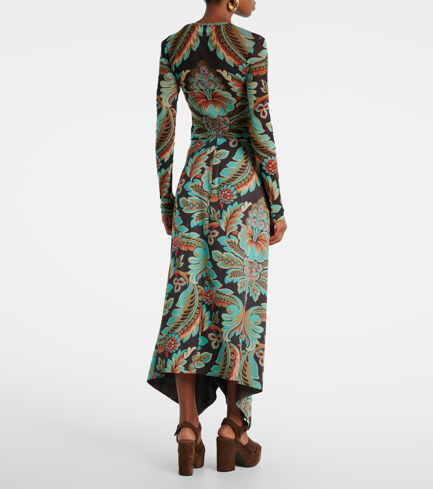 Floral asymmetric wrap skirt