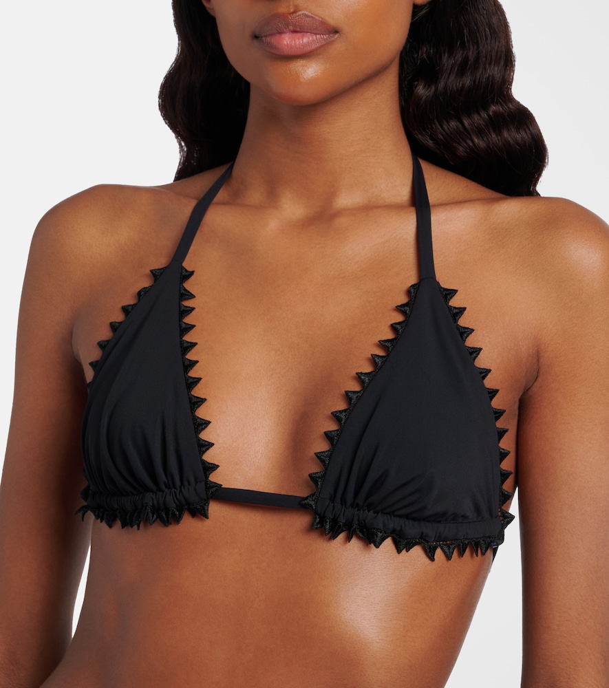 Picot embroidered bikini top