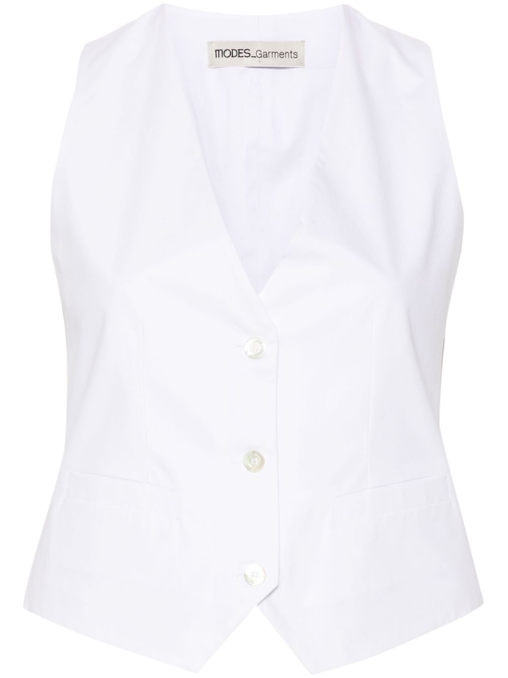 V-neck cotton waistcoat - White