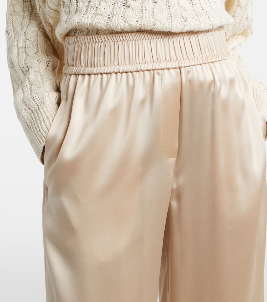 Silk-blend satin wide-leg pants