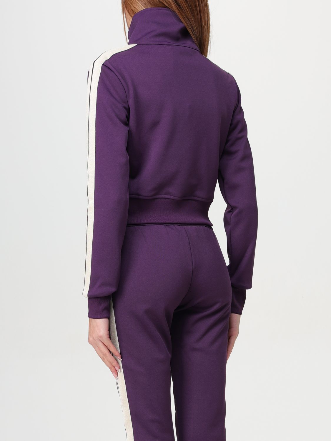 Logo-embroidered cropped jacket - Purple