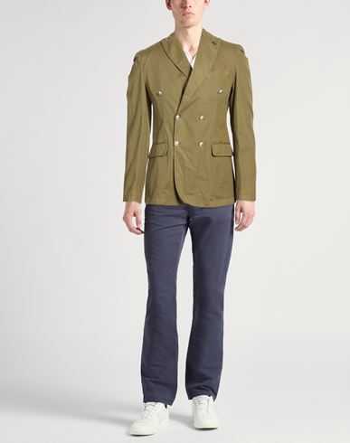 Man Blazer Military green Size 40 Linen, Cotton, Elastane