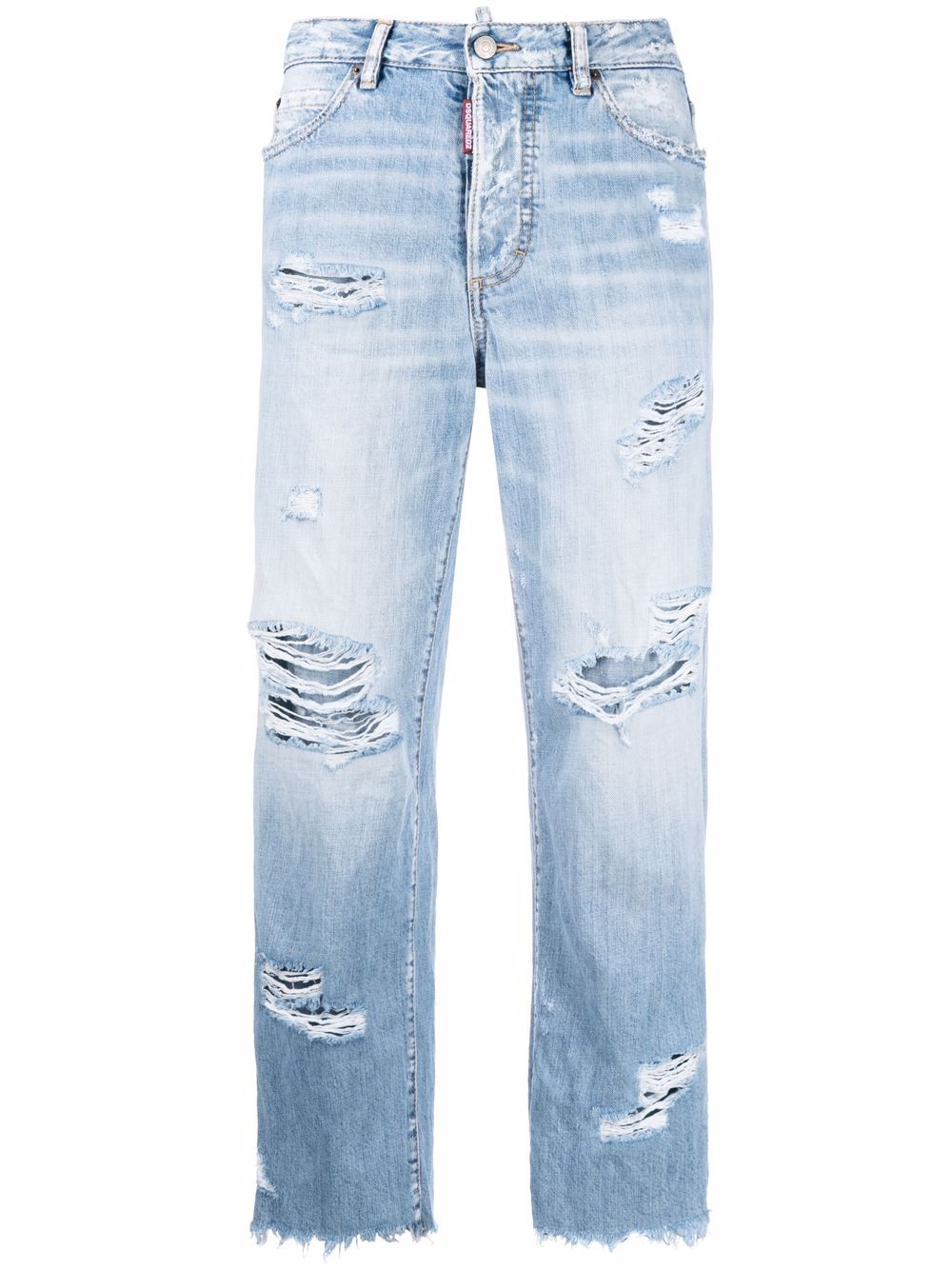 Straight leg ripped jeans