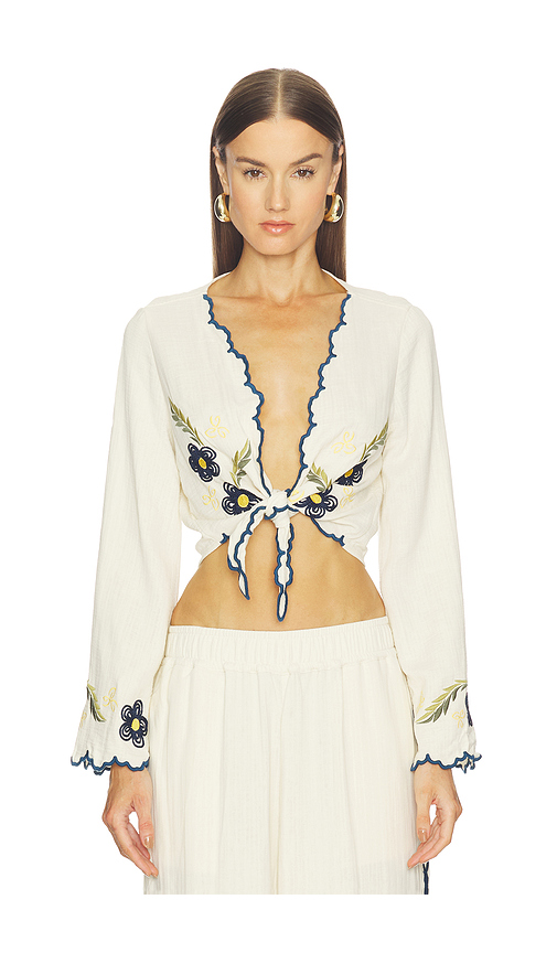 Agua Bendita Soleil Shirt in White. M. Also in