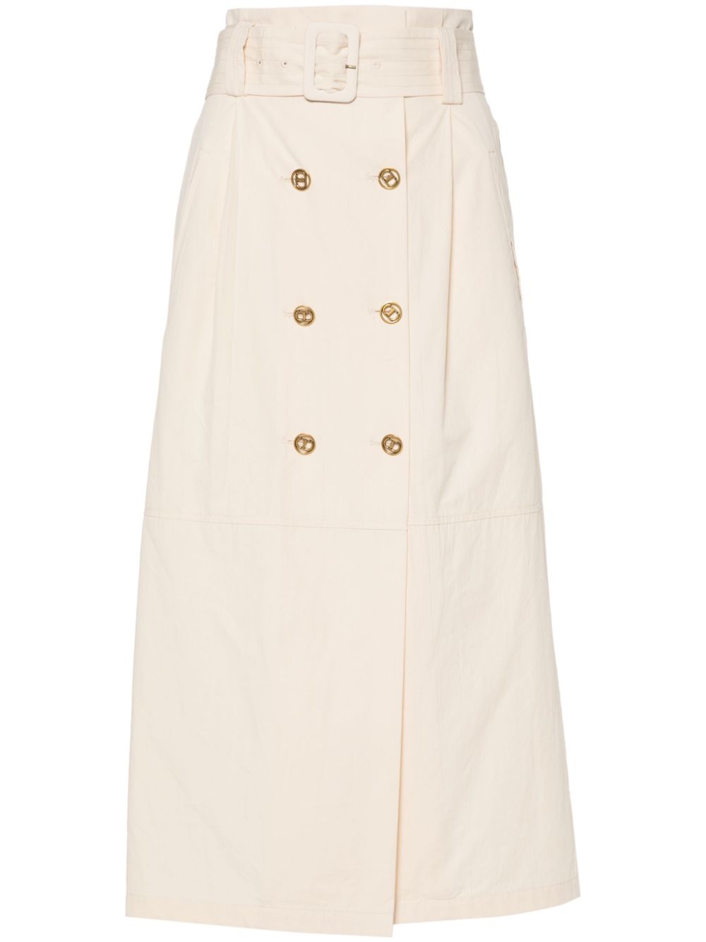 Logo-plaque cotton skirt - Neutrals