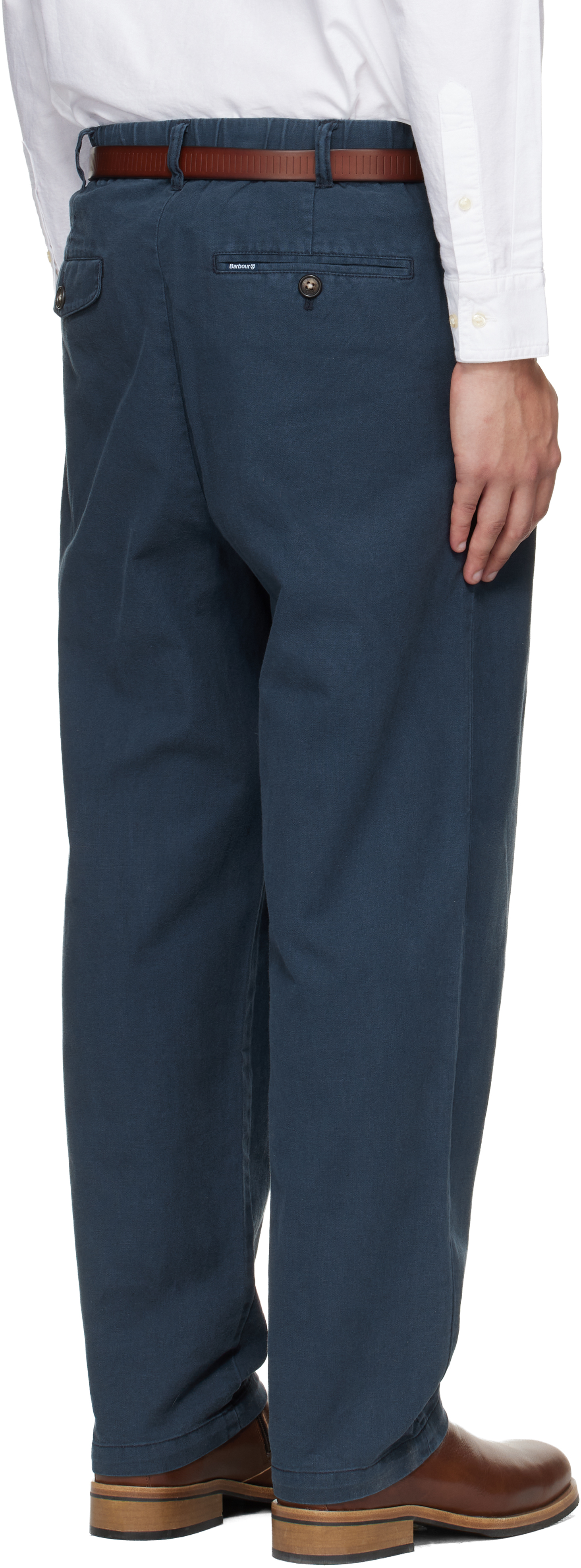 Navy Cotton Linen Relaxed Trousers