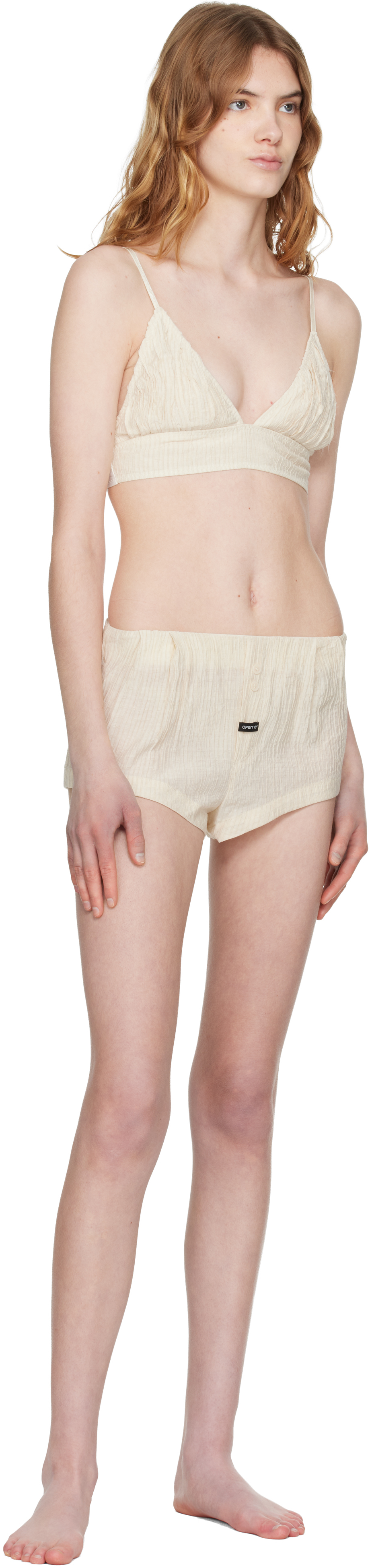 Beige Crinkled Tab Boxer Briefs