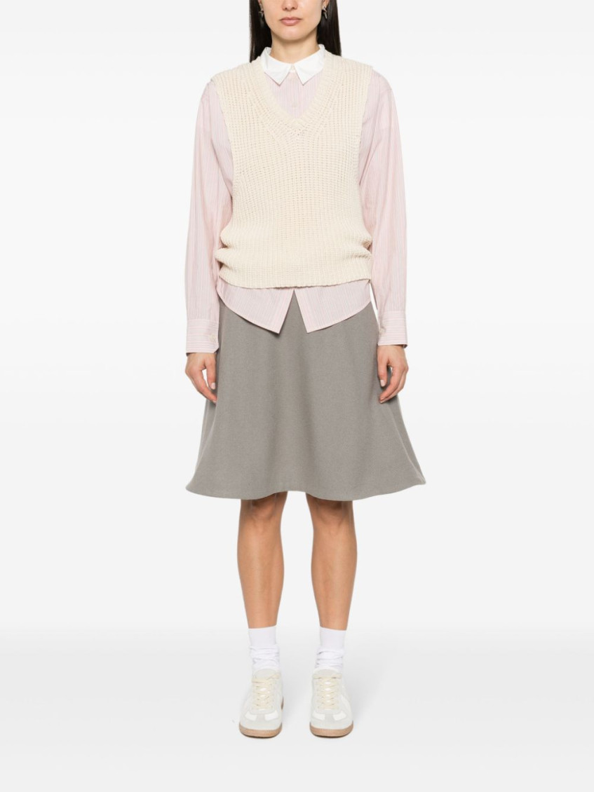 Taupe Knitted Midi Skirt