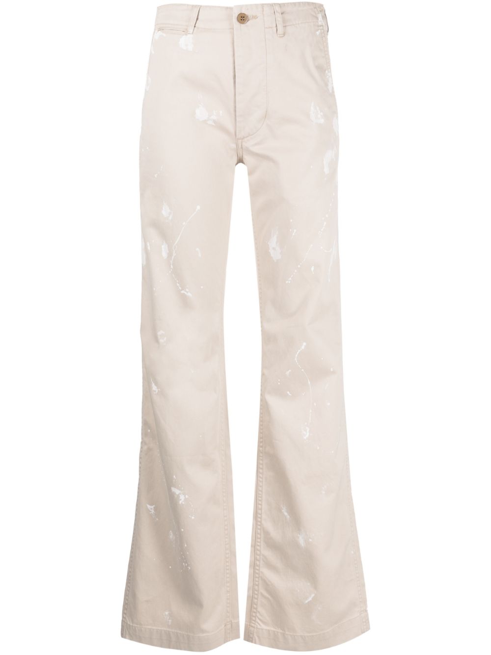 Paint-splatter flared trousers - Neutrals
