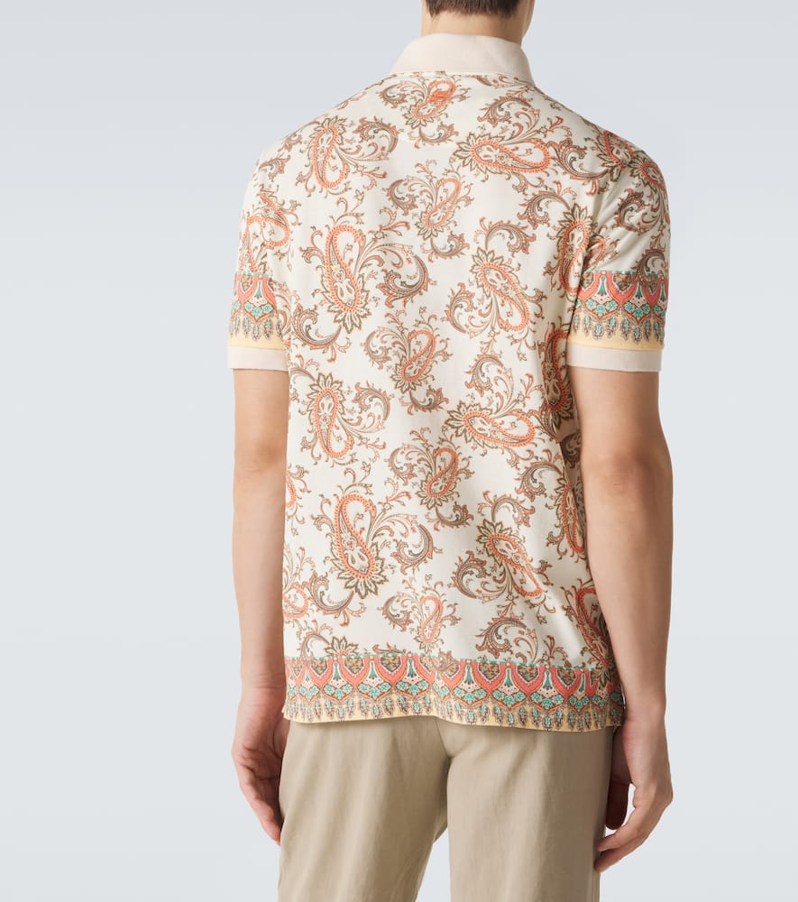 Paisley cotton piqué polo shirt