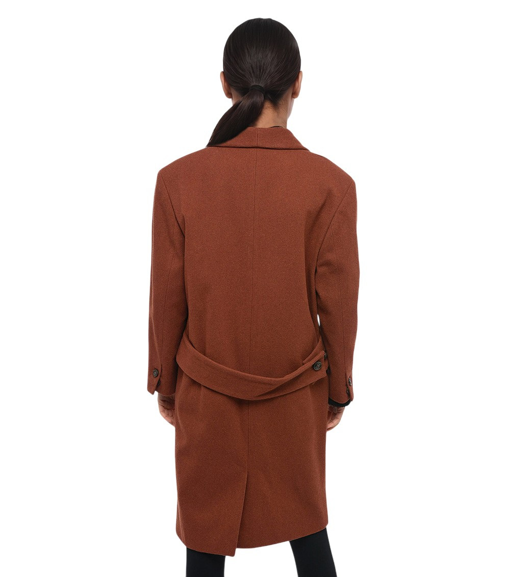 Orange Shawl Lapel Trench Coat
