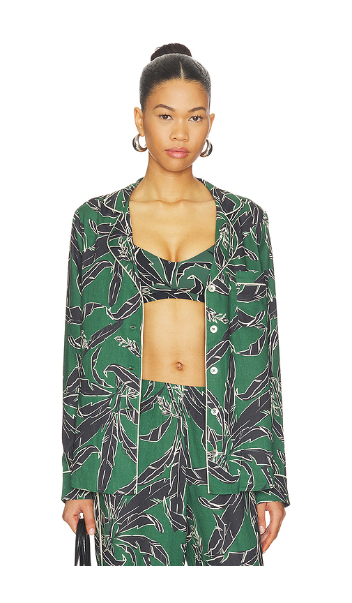 THE UPSIDE Tamara Rio Collared Top in Dark Green. XS. Also in S, M