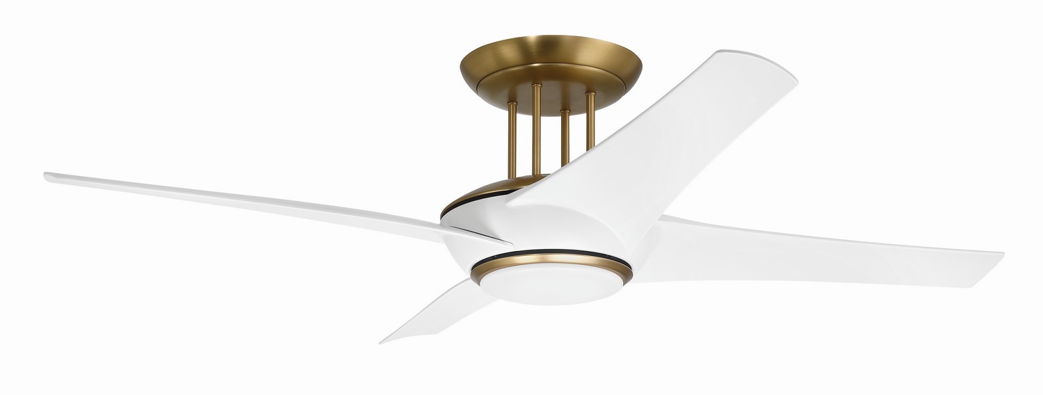 Cam 1-Light 54" Hanging Ceiling Fan in White with Satin Bra