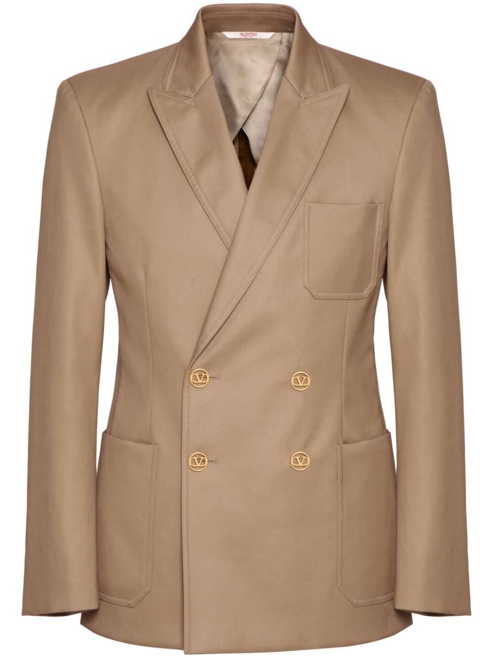 Double-breasted cotton blazer - Neutrals