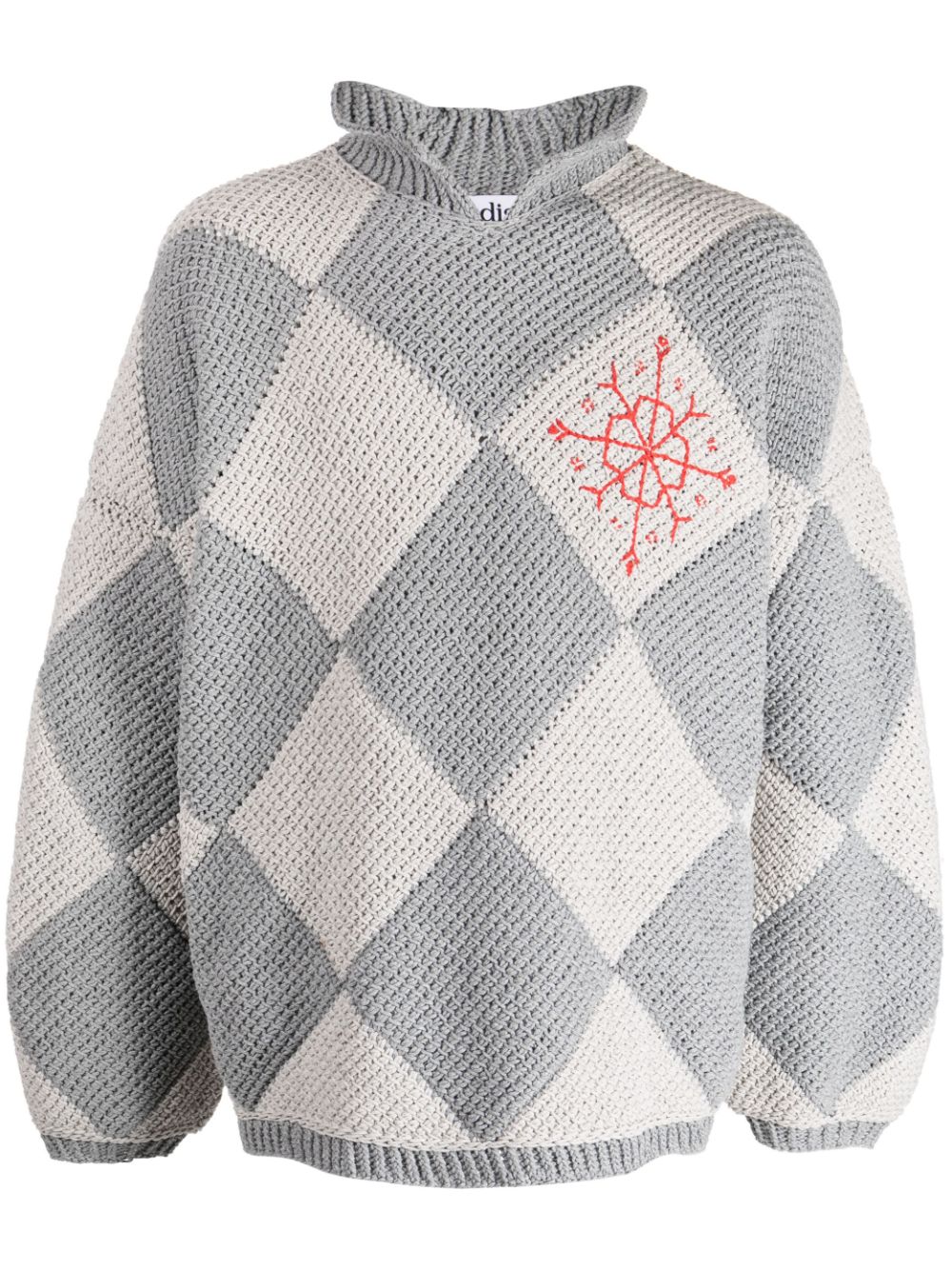 Iota argyle-knit polo jumper - Grey
