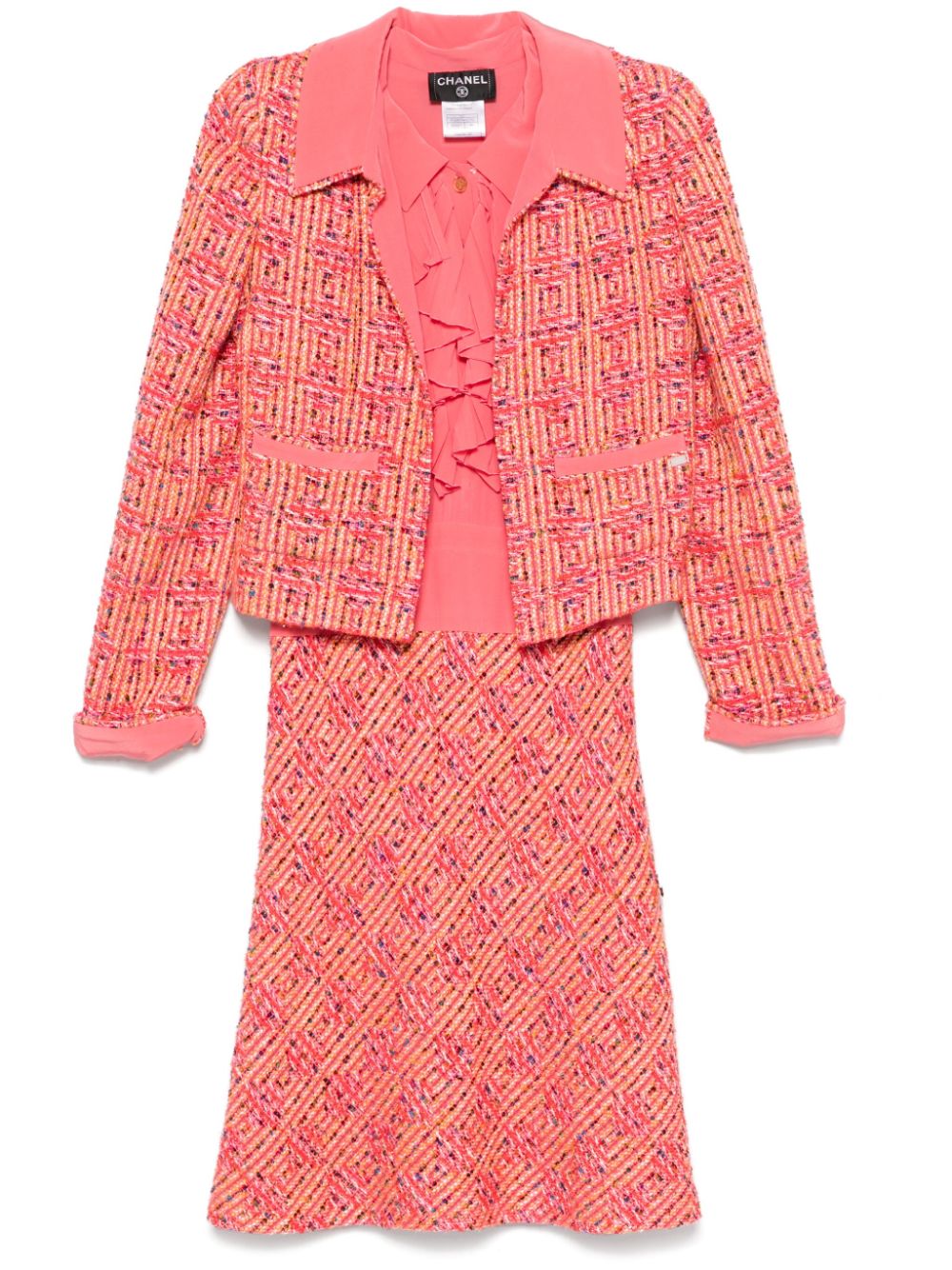 2001 tweed dress set - Pink