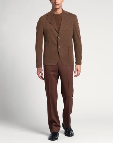 Man Blazer Chocolate brown Size 46 Polyester, Cotton