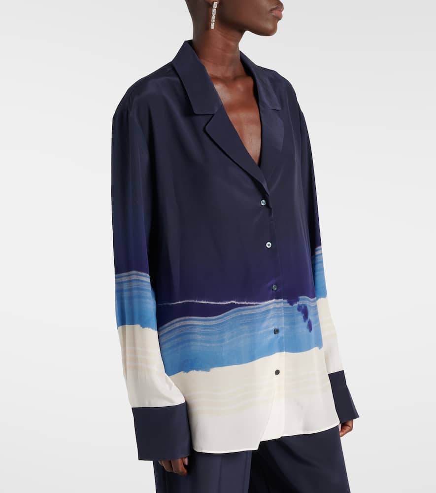 Mariner printed silk crêpe de chine shirt