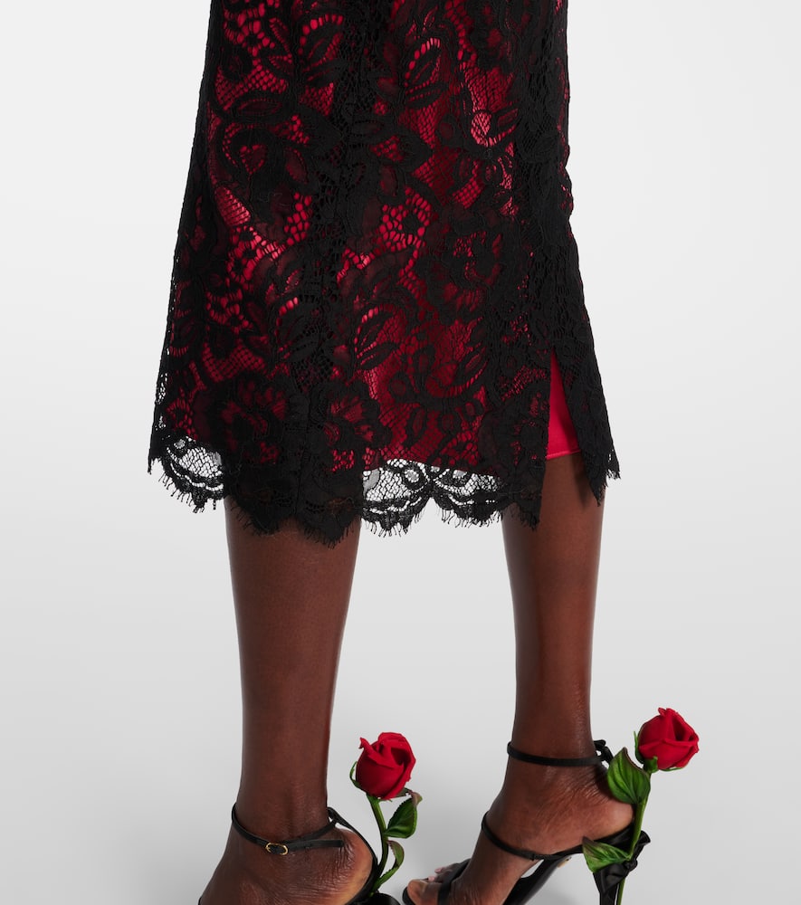Cotton-blend lace midi dress