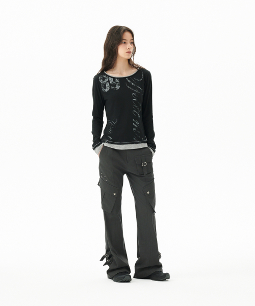 UTILITY CARGO FLARE PANT CHARCOAL