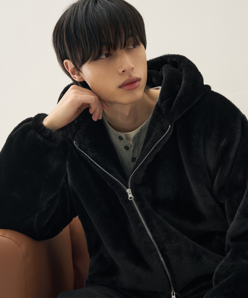 Bearon Fur Hooded Zip-Up Jacket