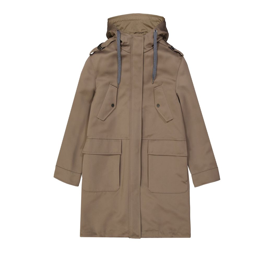 Polyester Parka Coat — Brown