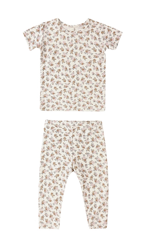 QUINCY MAE Bamboo Short Sleeve Pajama Set in White. - 18-24M also -18M