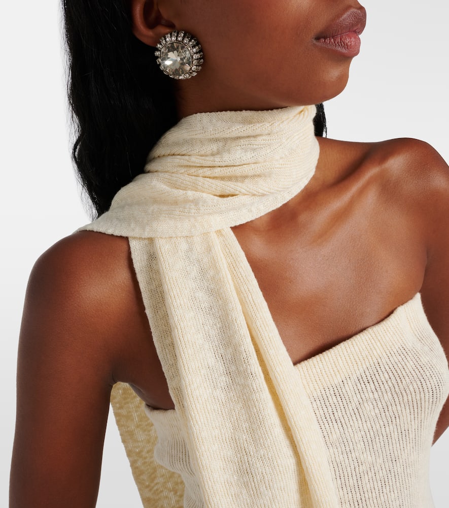 Scarf-detail linen and cotton maxi dress