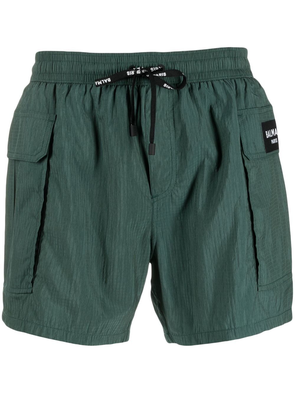 Logo-patch drawstring swim shorts - Green