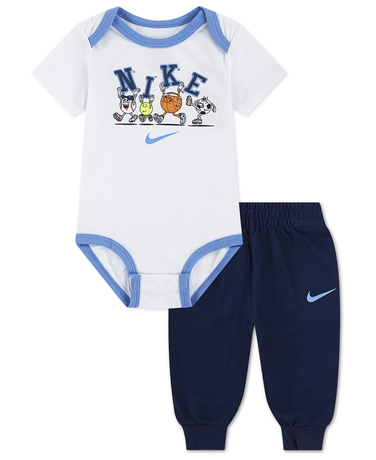 Baby Boys' Multisport Bodysuit and Pants, 2-Piece Set - White/Midnight Navy