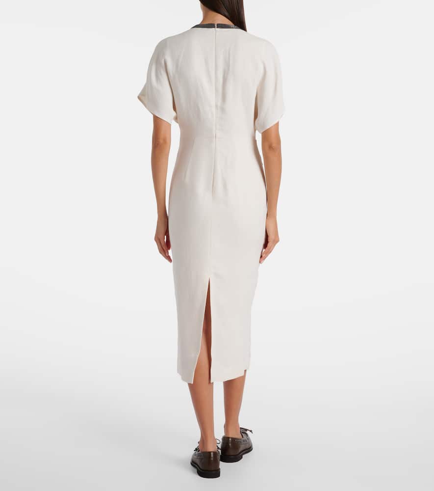 Linen-blend midi dress