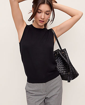 Ann Taylor Pointelle Trim Sweater Shell Top