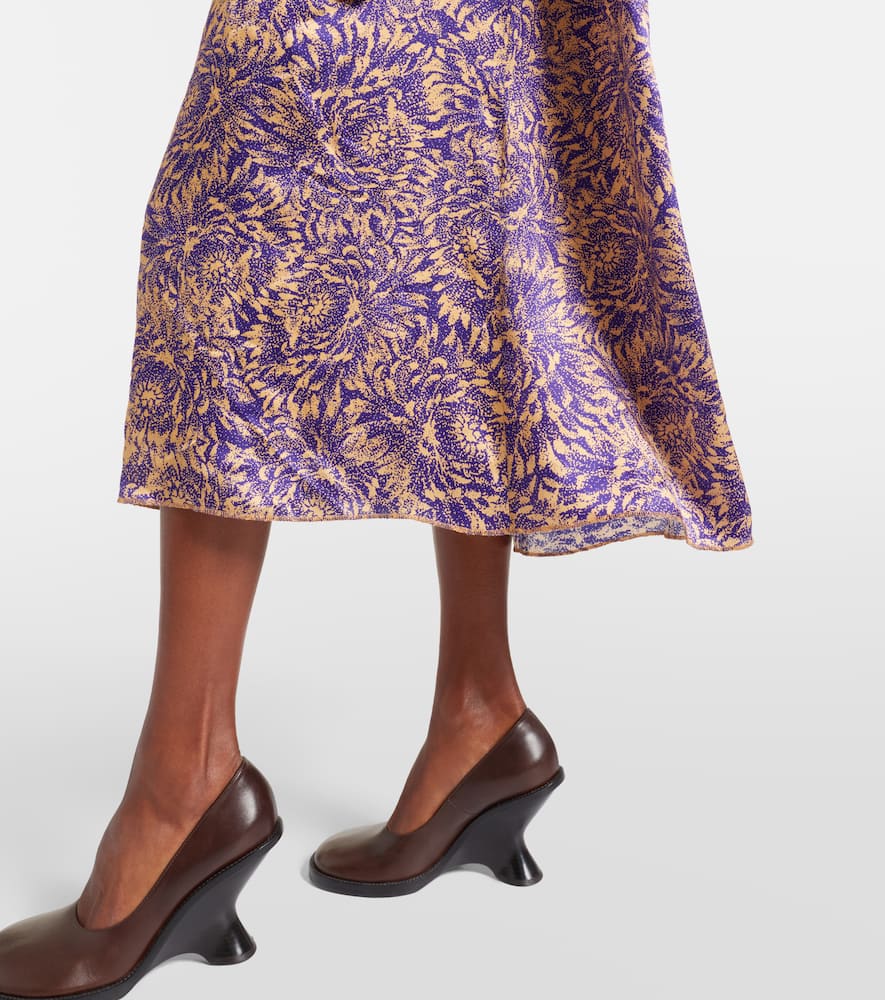 Floral silk satin midi dress