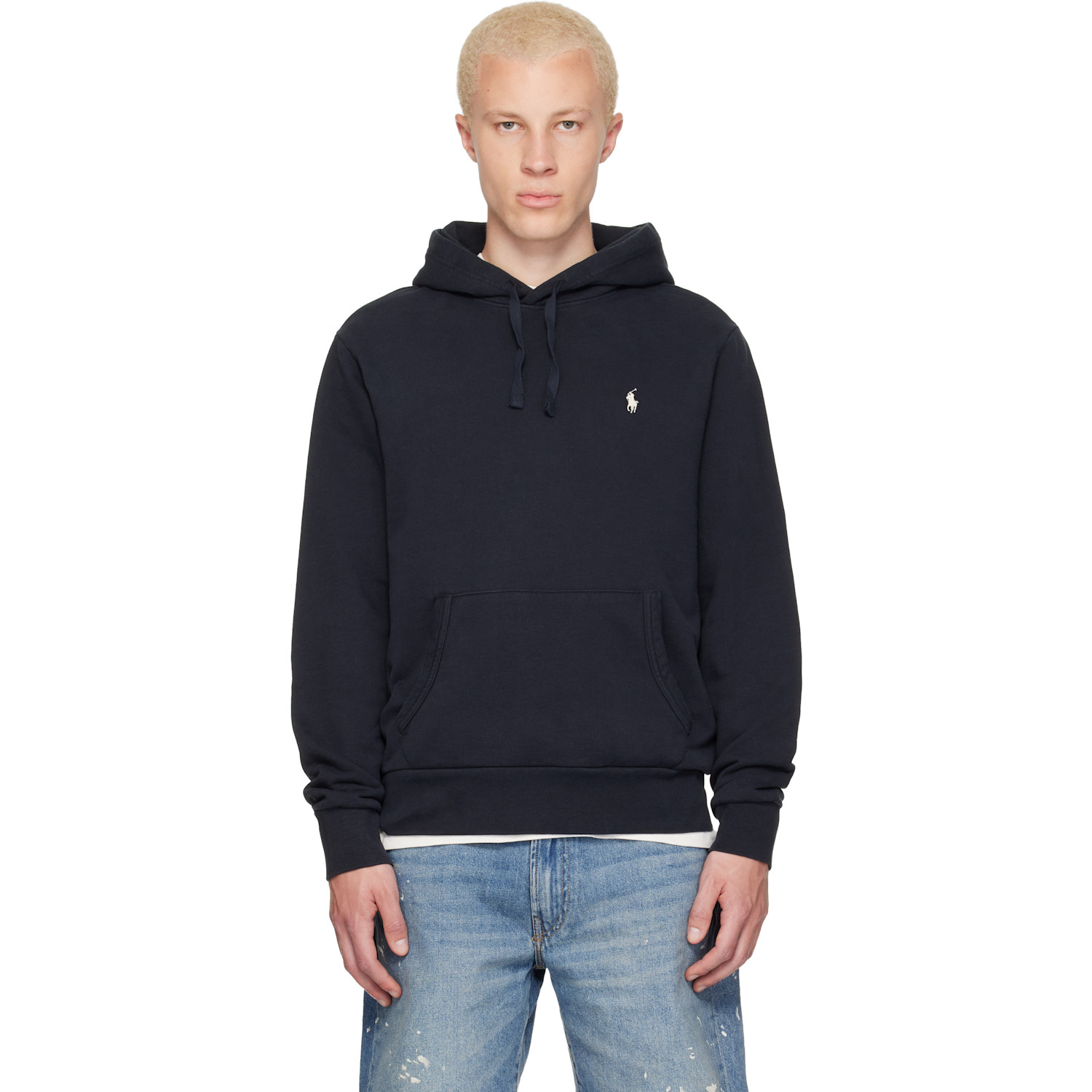 Black Embroidered Logo Hoodie