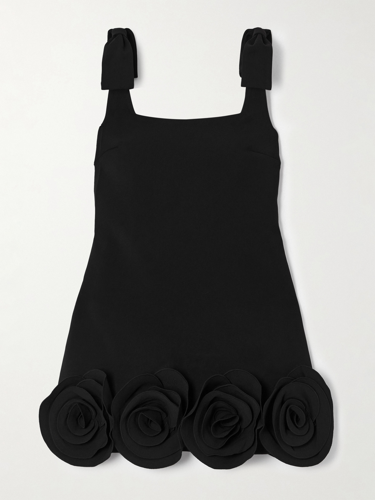 Appliquéd Crepe Mini Dress - Black