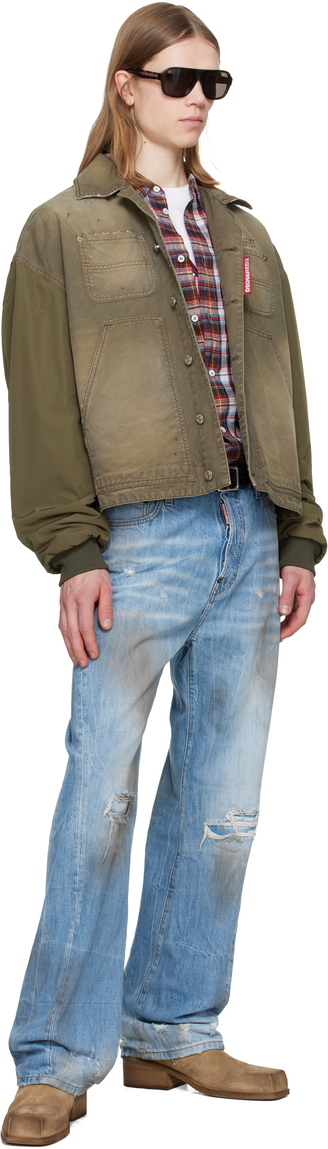Blue Light Dirty Wash Loose Twist Jeans