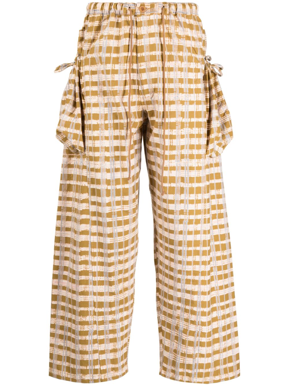 Check-print wide-leg trousers - Brown