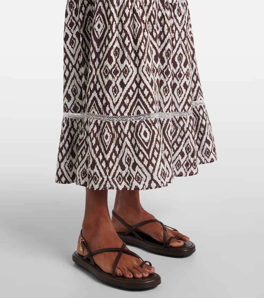 Eclipse gathered printed midi dress