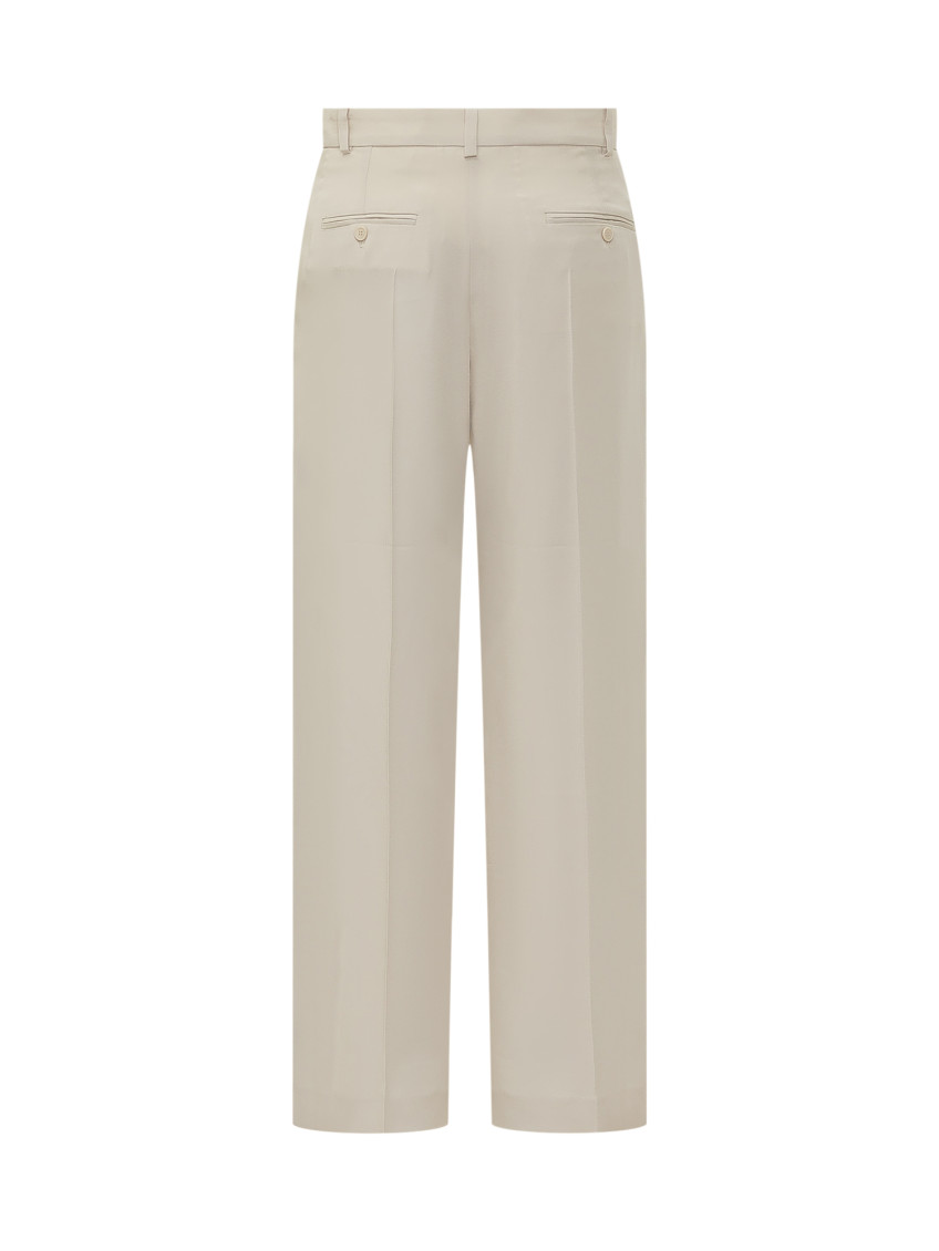 Beige Straight Flat Front Pants