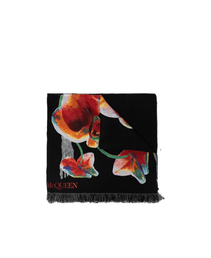 Orchid Skeleton Stole wool-blend scarf