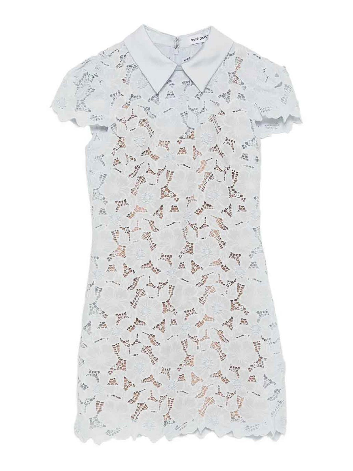 Blue Guipure Lace Mini Dress