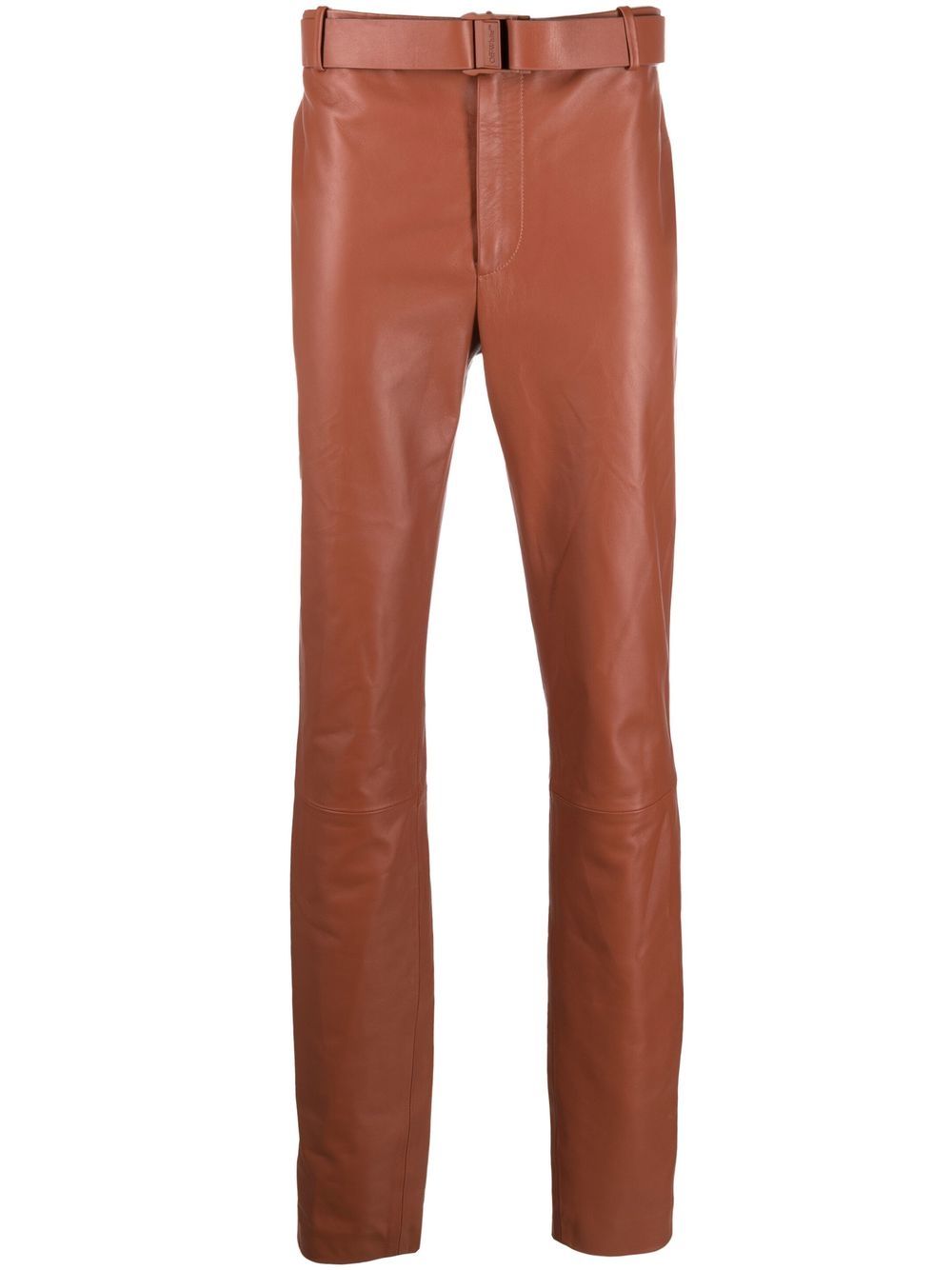 Lea buckled leather trousers - Brown