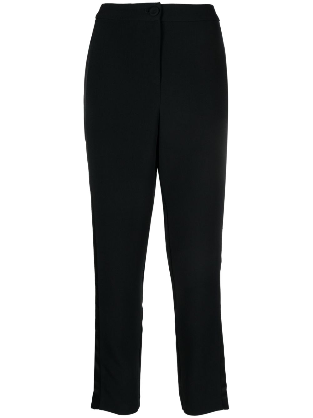 Satin-trim tailored trousers - Black