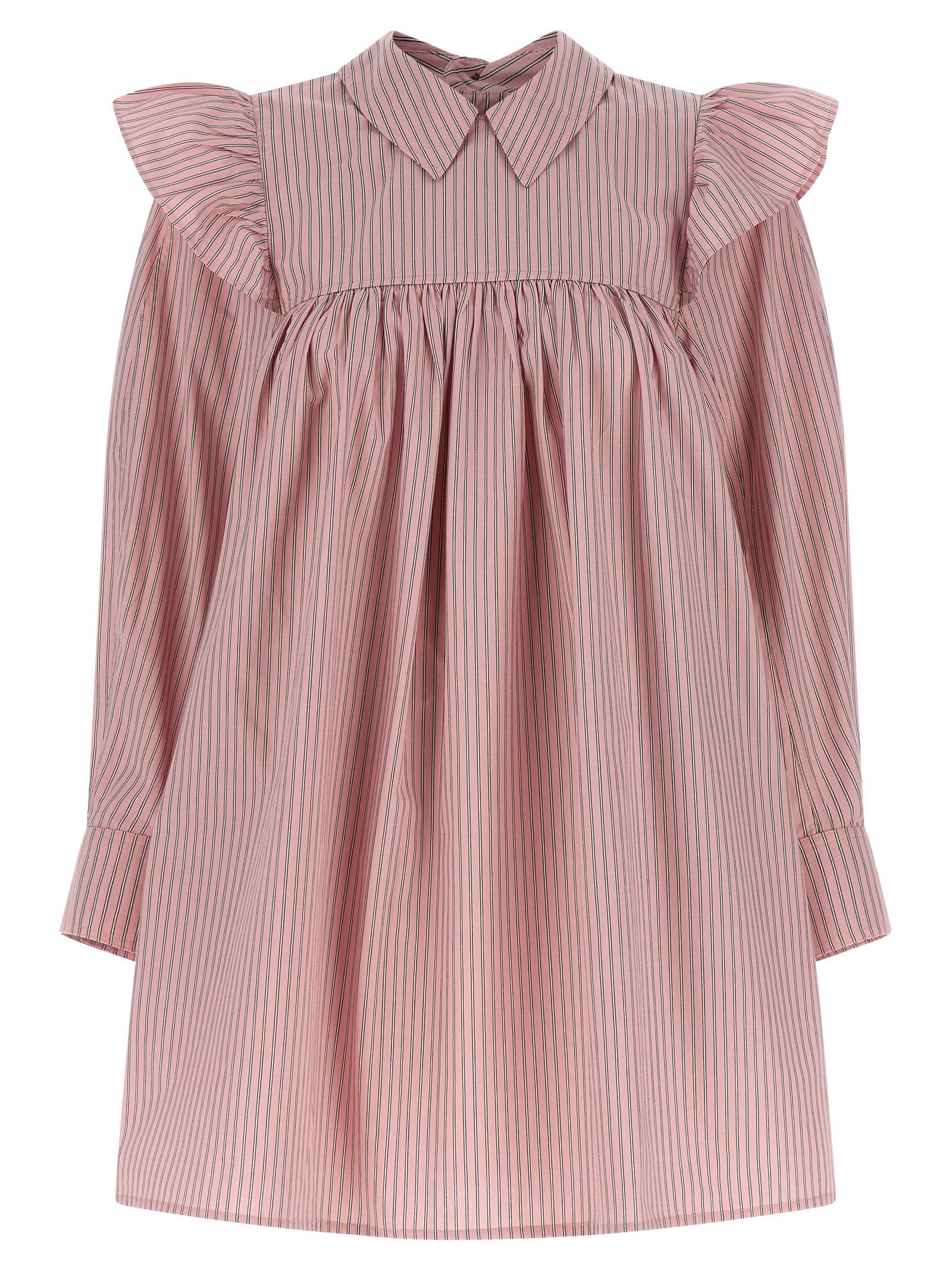 Striped Oxford Cotton Dress — Pink