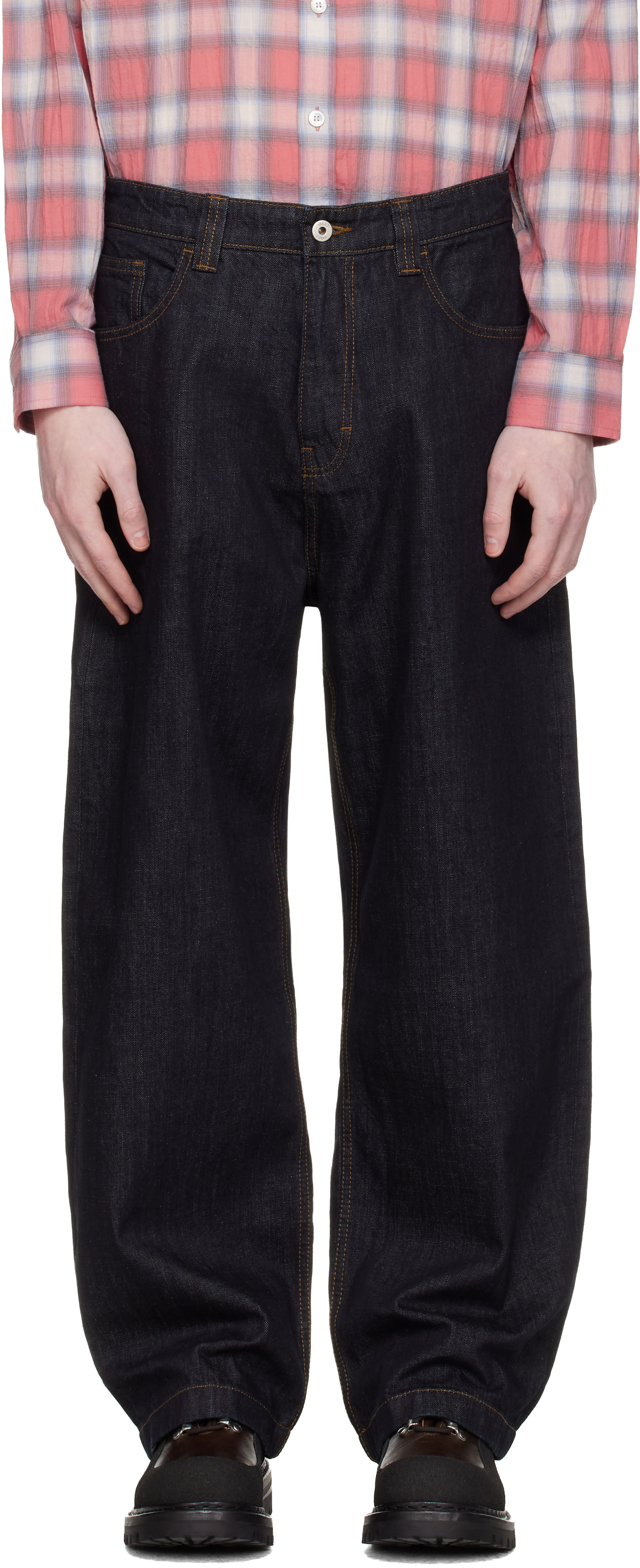Navy Washed Baggy Fit Jeans