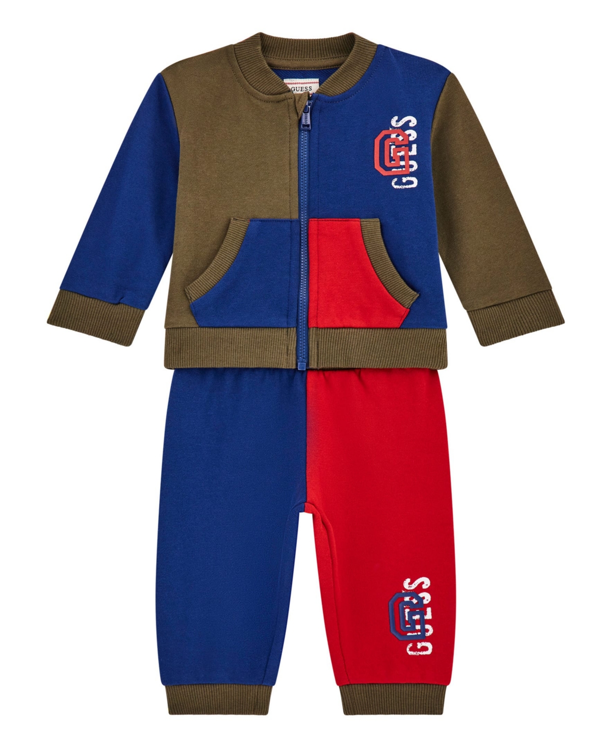 Baby Boys 2-Piece Long Sleeve Active Zip Up Top and Sweatpants Set - Multi